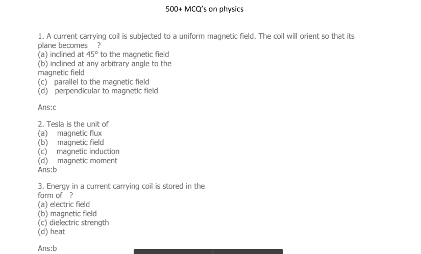 MCQ For Physics