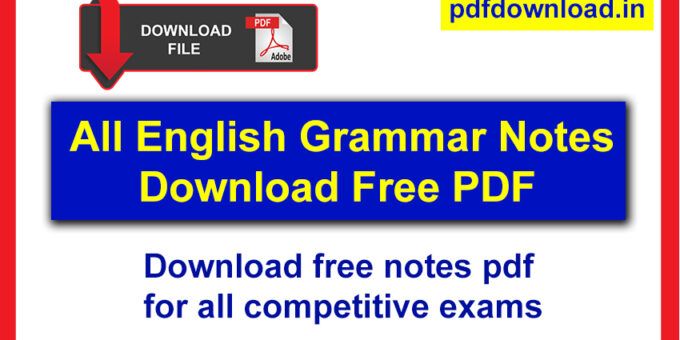 All English Grammar Notes Download Free PDF