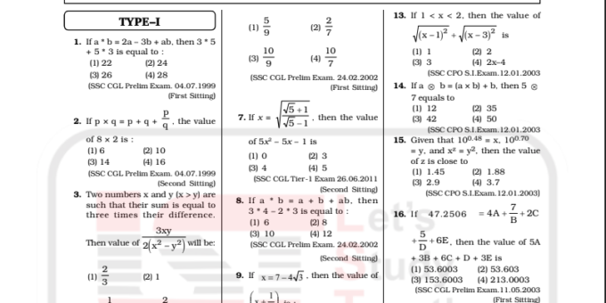 Algebra Questions With Solution PDF