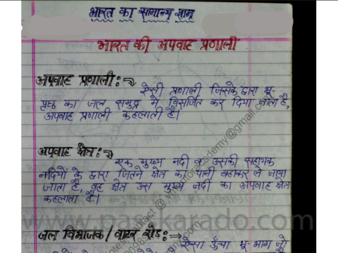 Indian Geography Handwritten Notes in Hindi