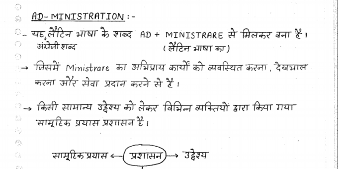 Public Administration Handwritten Notes in Hindi