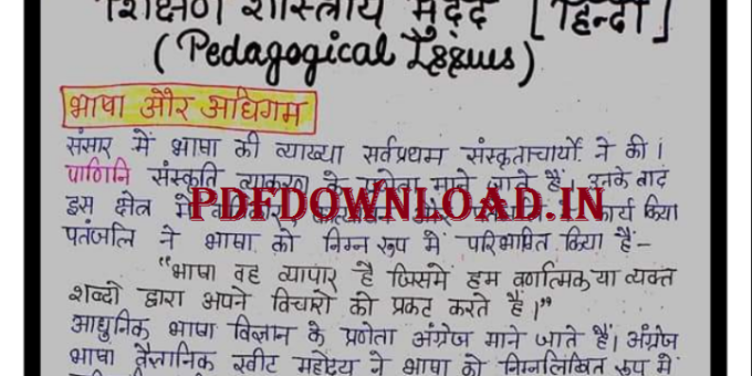 Pedagogical Issues Notes PDFPedagogical Issues Notes PDF