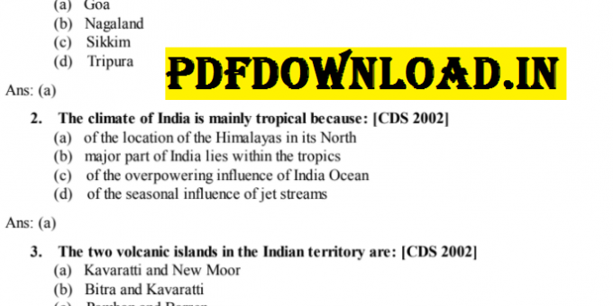 1000+ Geography MCQ for Competitive Exams PDF