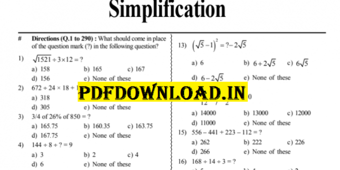 600 Simplification Questions Answers PDF