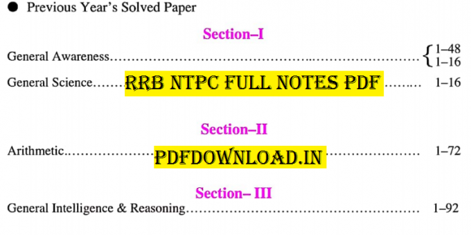RRB NTPC Full Notes PDF