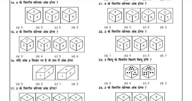 Reasoning Cube And Dice Question Answer In Hindi PDF