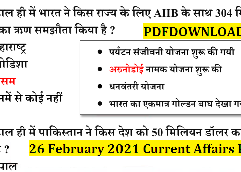 26 February 2021 Current Affairs PDF
