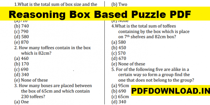 Reasoning Box Based Puzzle PDF