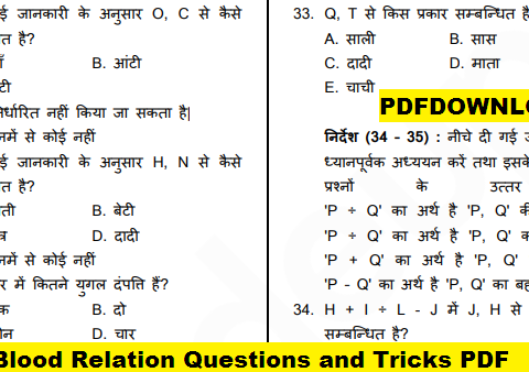 Blood Relation Questions and Tricks PDF