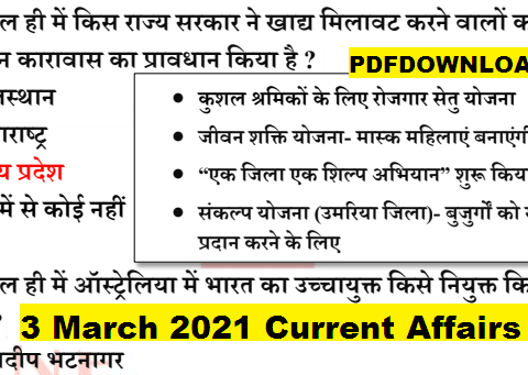 3 March 2021 Current Affairs PDF