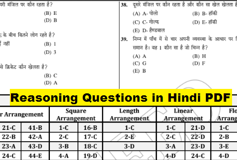 Reasoning Questions in Hindi PDF