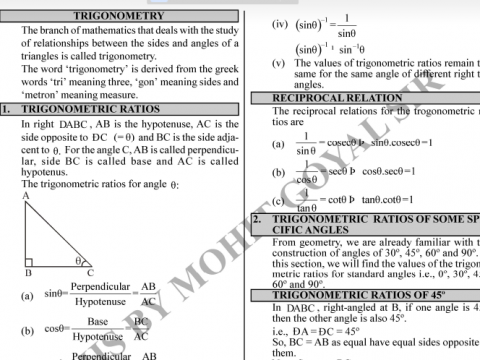 Mohit Goyal Important Math Class Notes PDF in Hindi