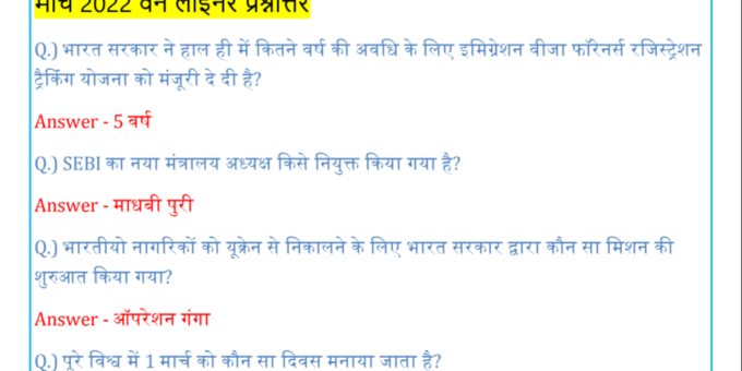 Current Affairs 2022 PDF Download In Hindi