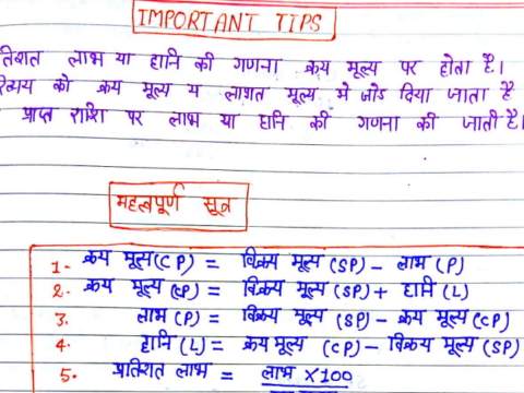 Profit and Loss tricks Notes in Hindi PDF Download