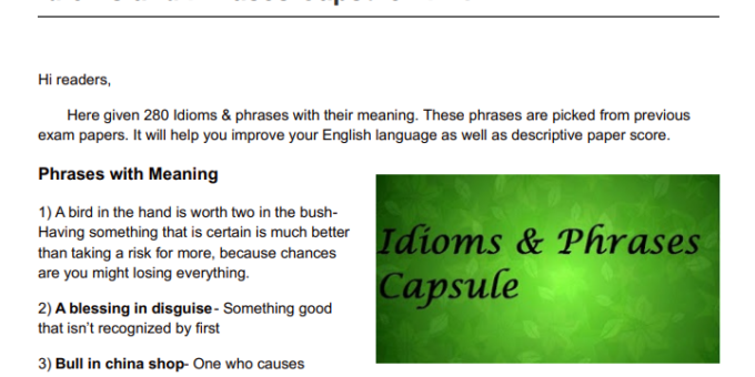idioms and phrases Pdf for competitive exams