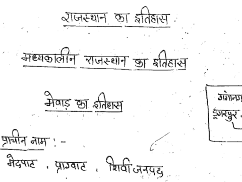 Rajasthan History Notes In Hindi Download PDF