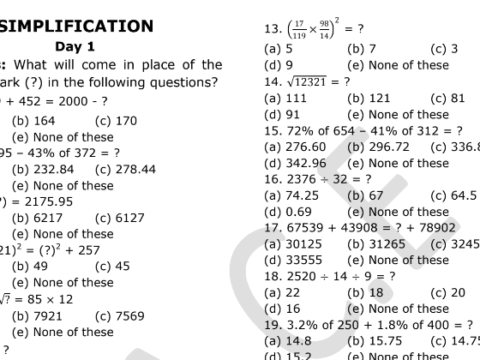 1000 Maths Simplification Question and Answers PDF