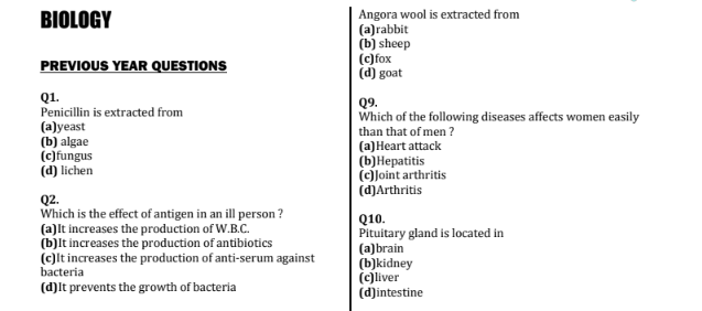 400+Biology question answer in English pdf