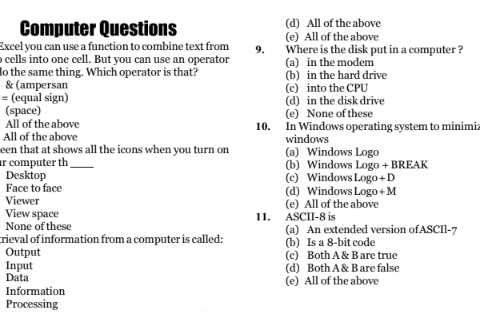 800+ Computer Object Question Answer in English pdf