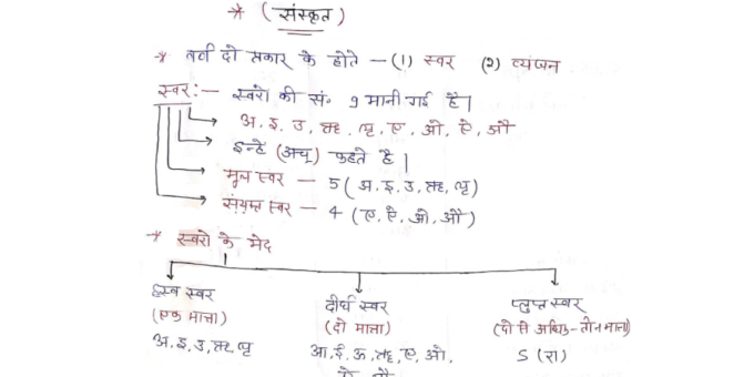 HTET Sanskrit handwritten notes pdf in Hindi