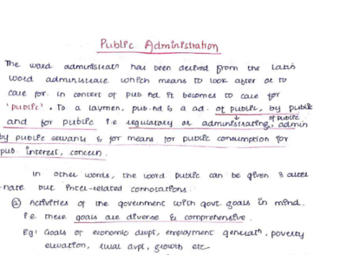 Public Administration handwritten Notes PDF for RAS 2023