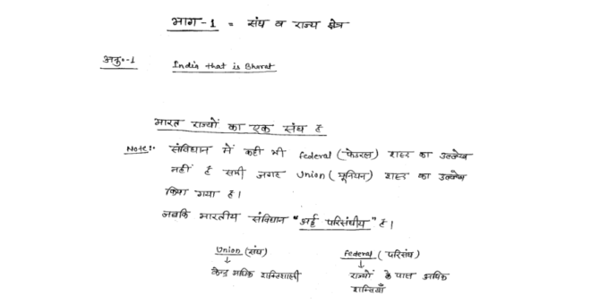 SSC CGL complete Indian Polity handwritten notes in Hindi Pdf
