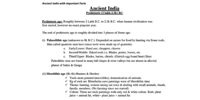 Ancient India With Important Facts Notes pdf