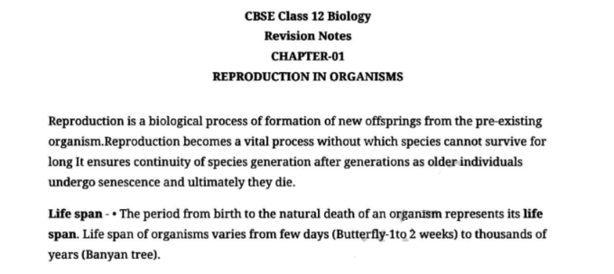 Biology Notes pdf Class 12th by CBSE