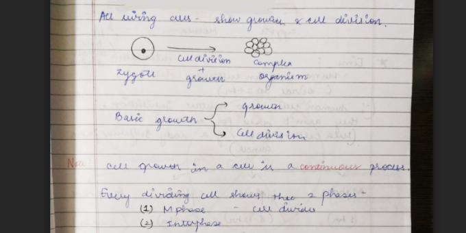 Cell cycle and cell division handwritten notes pdf
