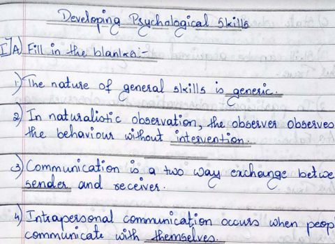 Developing Psychological Skills handwritten notes pdf