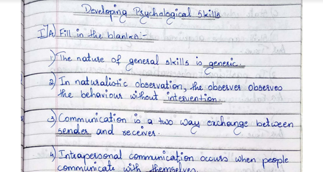 Developing Psychological Skills handwritten notes pdf