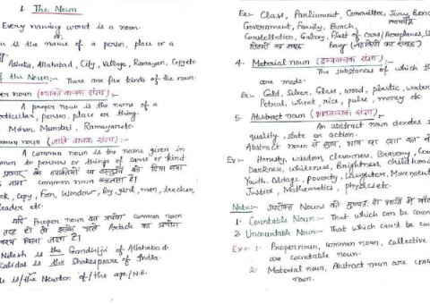 English grammar handwritten class notes in Hindi pdf