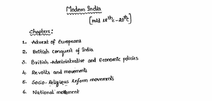 Modern History Handwritten Notes in English pdf for SSC CGL