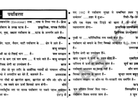 Most Important Environment question answer pdf in Hindi