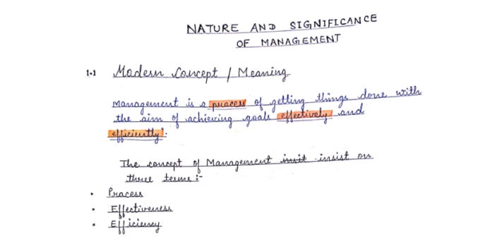 Nature and Significance of Management Handwritten Notes PDF