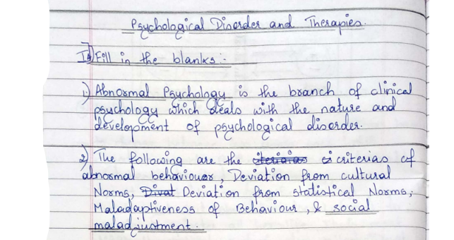 Psychological disorders and therapies notes pdf in English