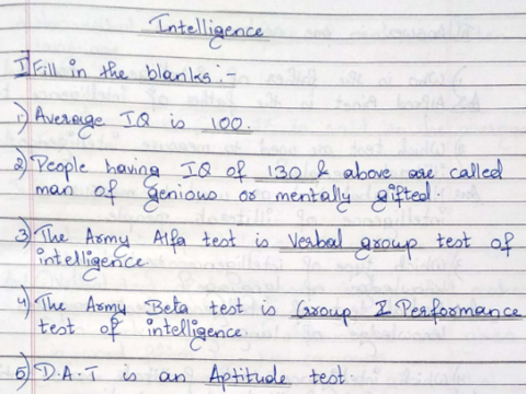 Psychology Intelligence Study Notes in English PDF