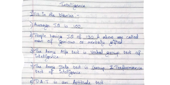 Psychology Intelligence Study Notes in English PDF