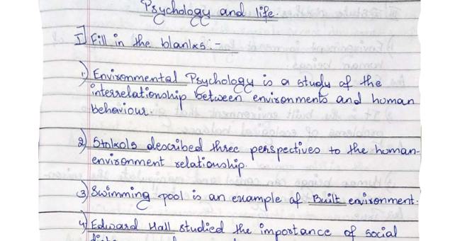 Psychology and Life handwritten notes in English pdf