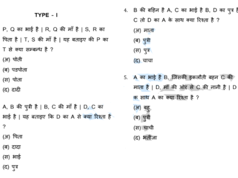 RRB ALP Blood Relation Questions in Hindi Reasoning PDF