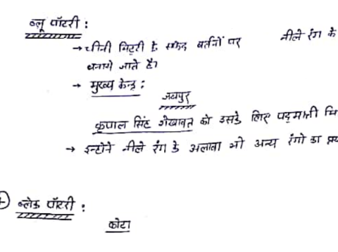 Rajasthan handicraft handwritten notes pdf in Hindi