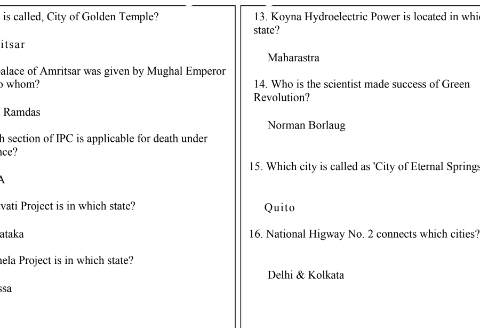 SSC CGL GK Questions and answers Pdf in English