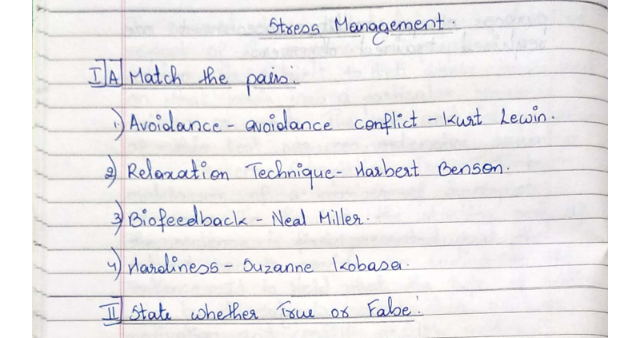 Stress Management Handwritten notes pdf