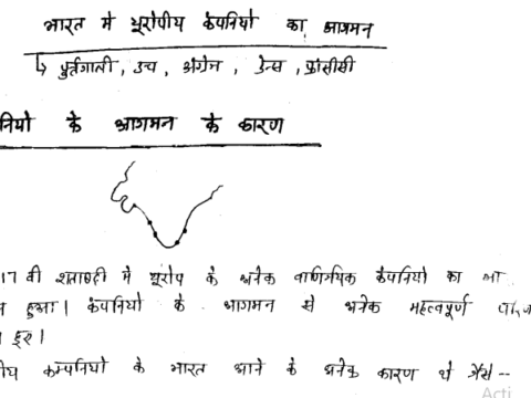 आधुनिक भारत का इतिहास हस्तलिखित नोट्स इन हिंदी पीडीएफ