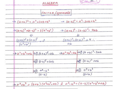 Algebra Handwritten Notes in Hindi PDF for SSC CGL Exams