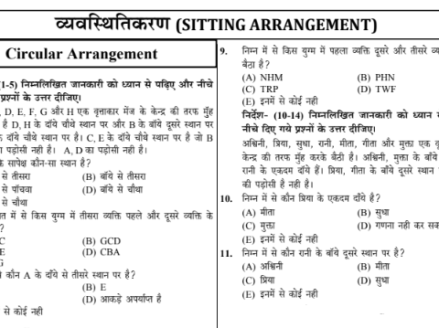CISF Constable Reasoning Question Answer pdf in Hindi