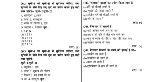 DRDO Technician-A General Science Question in Hindi pdf