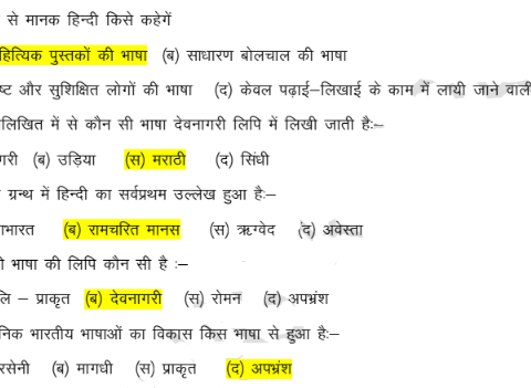 General Hindi Grammar 500 MCQ notes pdf