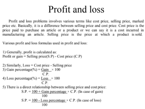 Profit & loss Question Answer in English notes pdf