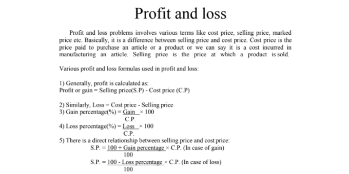 Profit & loss Question Answer in English notes pdf